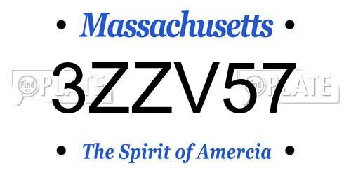 3ZZV57 Massachusetts License Plate