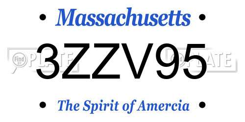 3ZZV95 Massachusetts License Plate