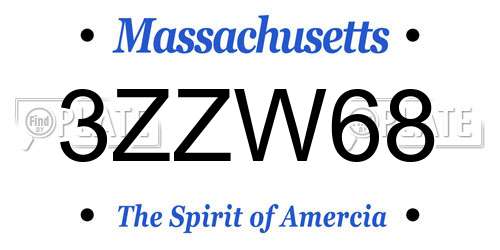 3ZZW68 Massachusetts License Plate
