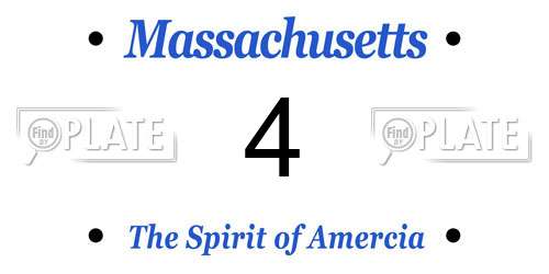 4 Massachusetts License Plate