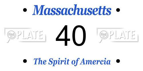 40 Massachusetts License Plate