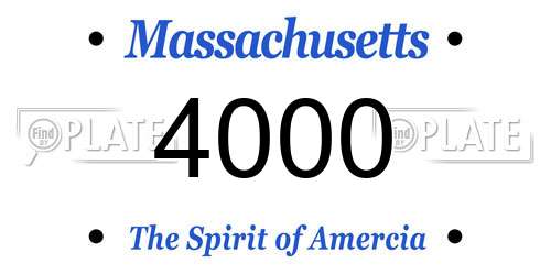 4000 Massachusetts License Plate
