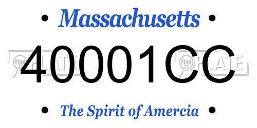 40001CC Massachusetts License Plate
