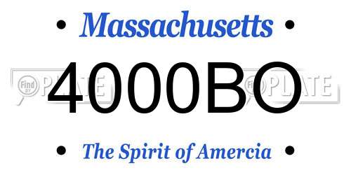 4000BO Massachusetts License Plate