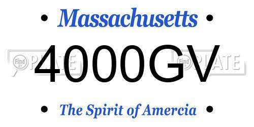 4000GV Massachusetts License Plate