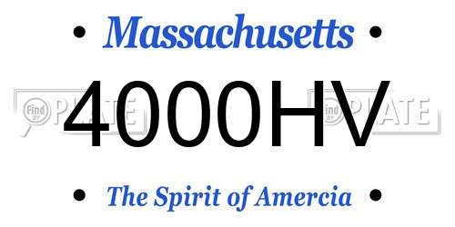 4000HV Massachusetts License Plate