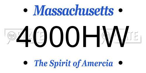 4000HW Massachusetts License Plate