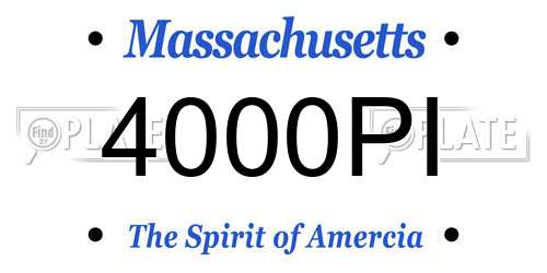4000PI Massachusetts License Plate