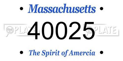 40025 Massachusetts License Plate