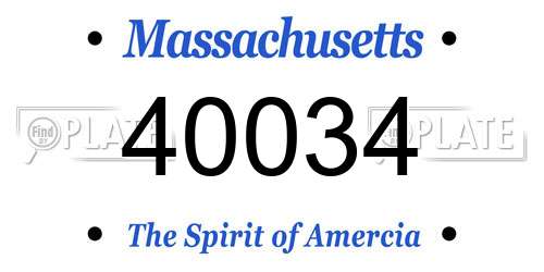 40034 Massachusetts License Plate