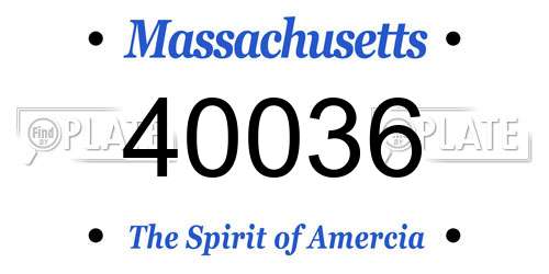 40036 Massachusetts License Plate