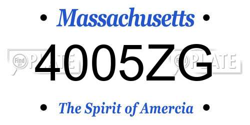 4005ZG Massachusetts License Plate
