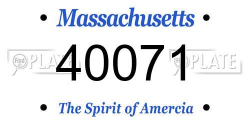 40071 Massachusetts License Plate