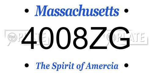 4008ZG Massachusetts License Plate