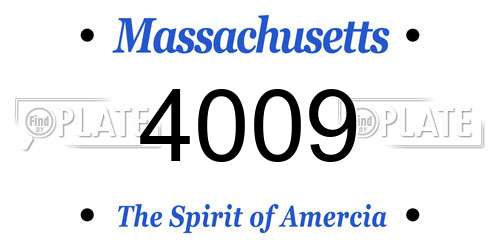4009 Massachusetts License Plate