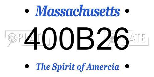 400B26 Massachusetts License Plate