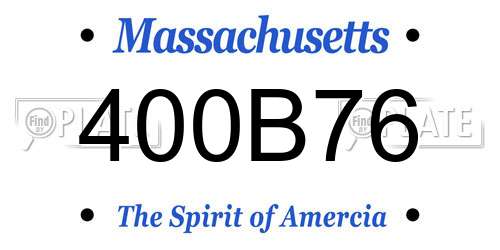 400B76 Massachusetts License Plate