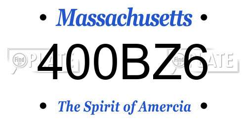 400BZ6 Massachusetts License Plate