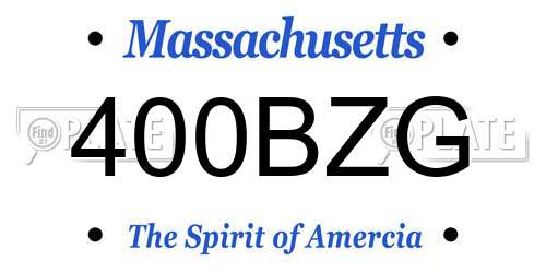 400BZG Massachusetts License Plate