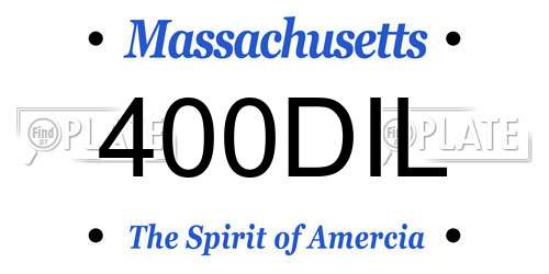 400DIL Massachusetts License Plate
