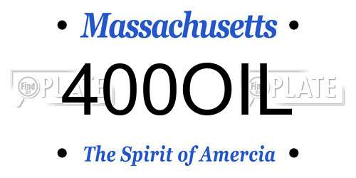 400OIL Massachusetts License Plate