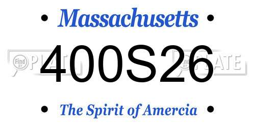 400S26 Massachusetts License Plate