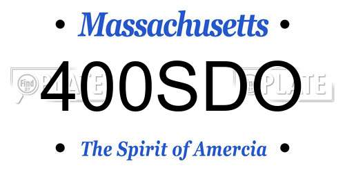 400SDO Massachusetts License Plate