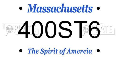 400ST6 Massachusetts License Plate