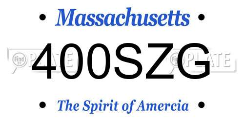 400SZG Massachusetts License Plate