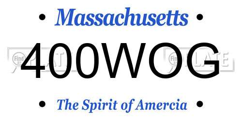 400WOG Massachusetts License Plate