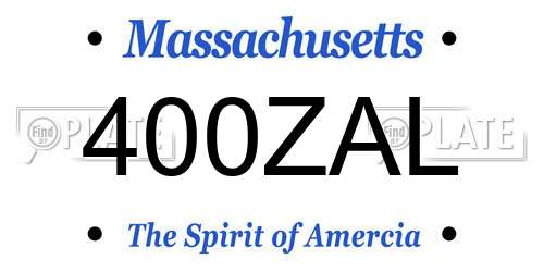 400ZAL Massachusetts License Plate