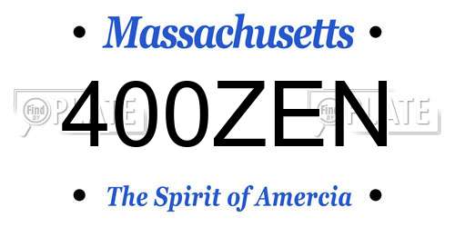 400ZEN Massachusetts License Plate