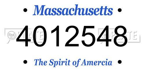 4012548 Massachusetts License Plate