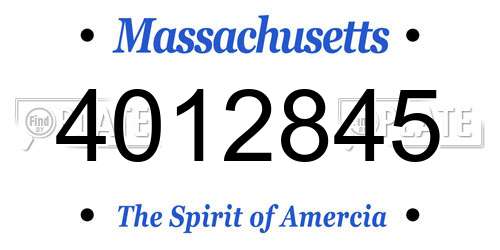 4012845 Massachusetts License Plate