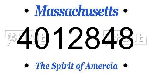 4012848 Massachusetts License Plate