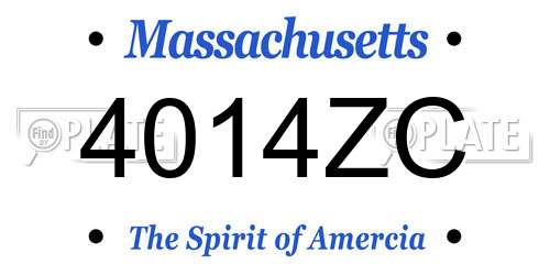4014ZC Massachusetts License Plate