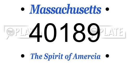 40189 Massachusetts License Plate