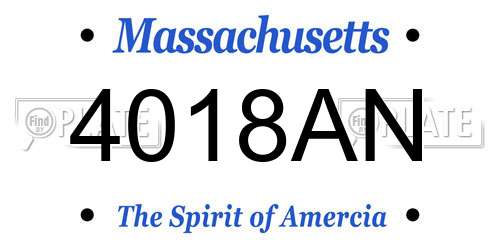 4018AN Massachusetts License Plate