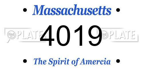 4019 Massachusetts License Plate