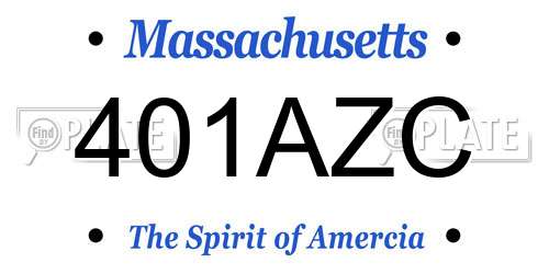 401AZC Massachusetts License Plate