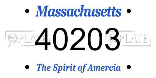 40203 Massachusetts License Plate