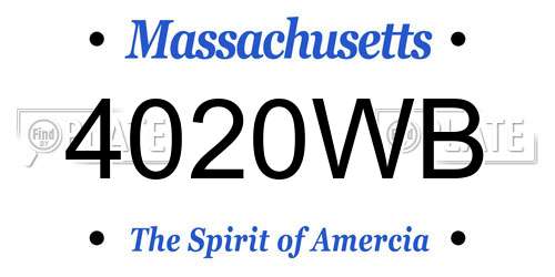 4020WB Massachusetts License Plate