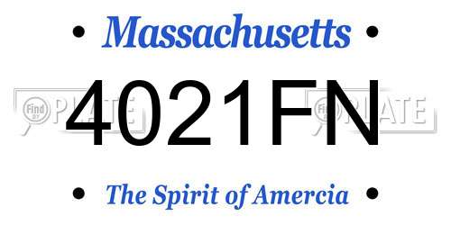 4021FN Massachusetts License Plate
