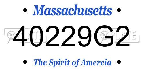 40229G2 Massachusetts License Plate
