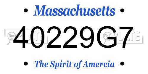 40229G7 Massachusetts License Plate