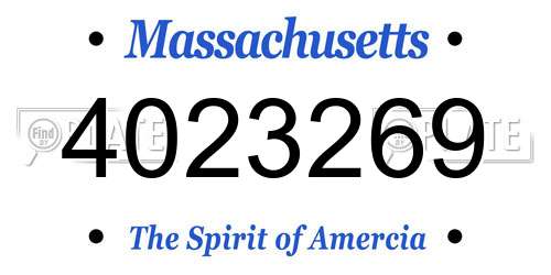 4023269 Massachusetts License Plate