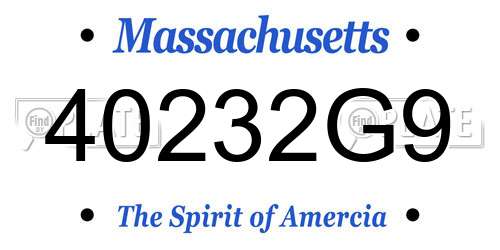 40232G9 Massachusetts License Plate