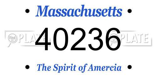 40236 Massachusetts License Plate