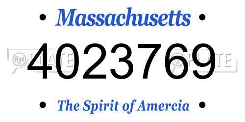 4023769 Massachusetts License Plate