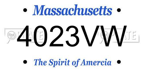 4023VW Massachusetts License Plate